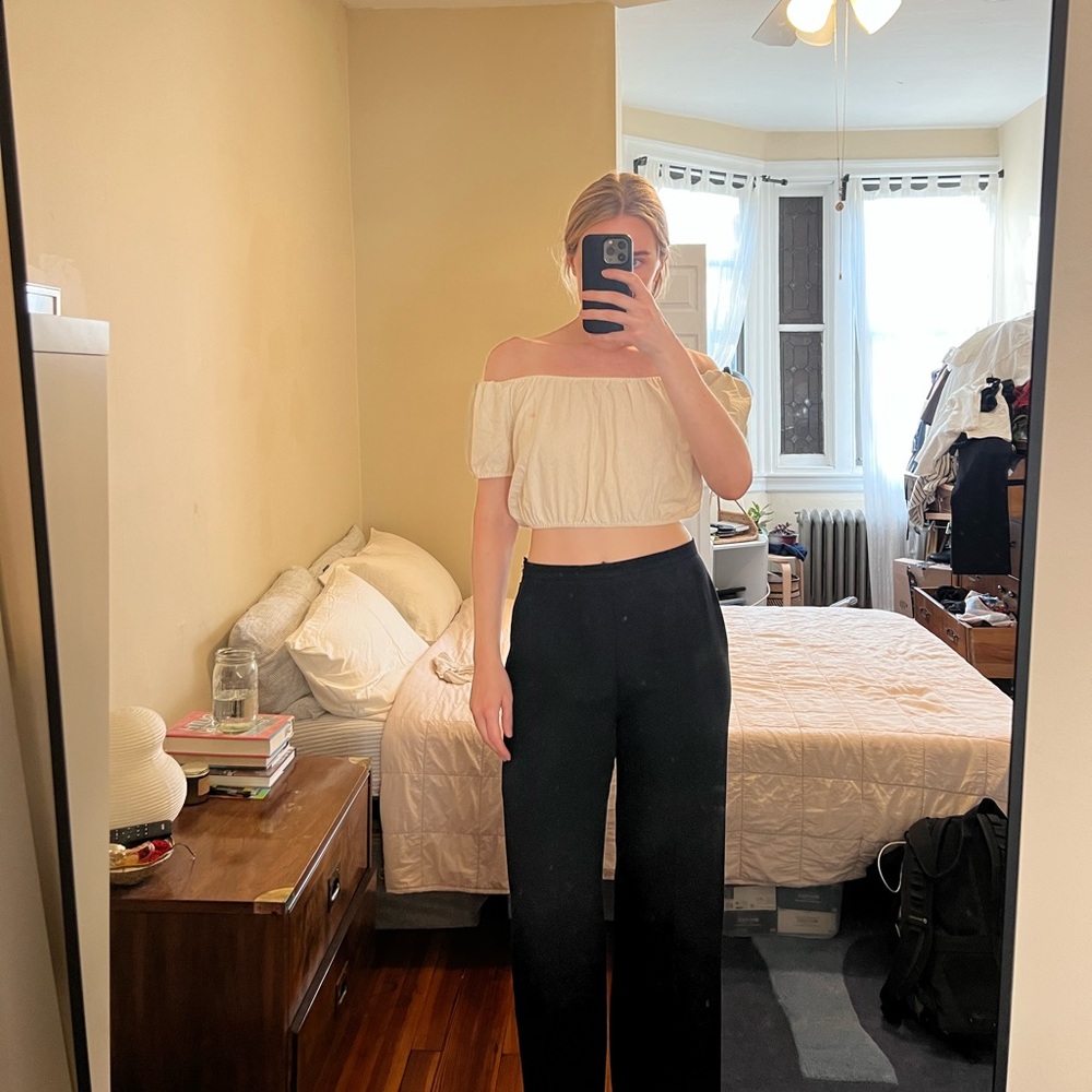 Na Nin Stella Raw Silk Crop Top Cream - Picture 2 of 9